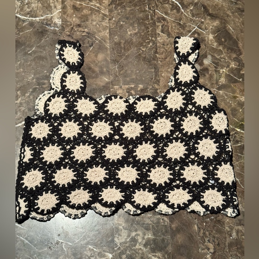 Black and Cream Crochet Women Top
